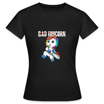 Lustiges Kettensäge Böses Einhorn - Frauen T-Shirt - Schwarz - Vorne - AI Model Female 172 dark (172cm)