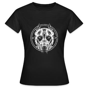 Okkulter gotischer Pitbull Baphomet - Frauen T-Shirt - Schwarz - Vorne - AI Model Female 172 dark (172cm)