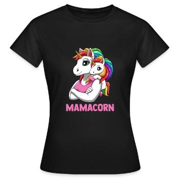 Mamacorn Mutter Tochter Einhörner - Frauen T-Shirt - Schwarz - Vorne - AI Model Female 172 dark (172cm)
