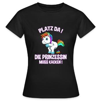 Ich muss kacken - Prinzessin Einhorn Kacken - Frauen T-Shirt - Schwarz - Vorne - AI Model Female 172 dark (172cm)