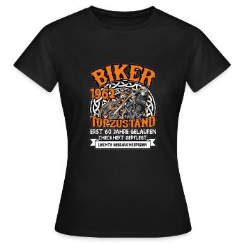 Biker Topzustand 60 Jahre gelaufen 60. Geburtstag - Frauen T-Shirt - Schwarz - Vorne - AI Model Female 172 dark (172cm)