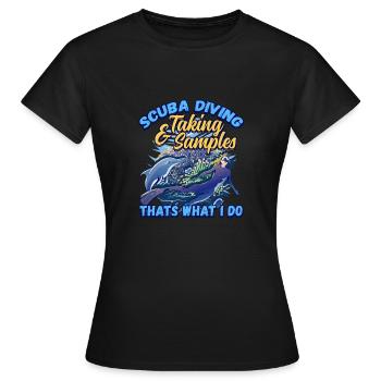 Plongée sous-marine et prélèvement d’échantillons Biologiste marin - T-shirt Femme - noir - Devant - AI Model Female 172 dark (172cm)