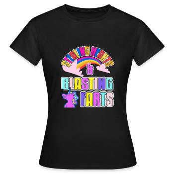 Steal hearts and dashes blow up unicorn fart Einh - Women's T-Shirt - black - Front - AI Model Female 172 dark (172cm)