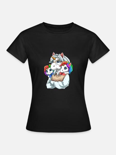 Enkelkinder und Großvater Einhörner - Frauen T-Shirt - Schwarz