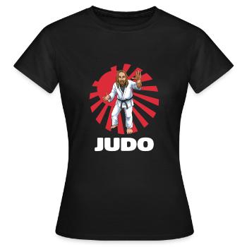 Judo Jesus - Judoka Judoist Kampfsportarten Japan - Frauen T-Shirt - Schwarz - Vorne - AI Model Female 172 dark (172cm)