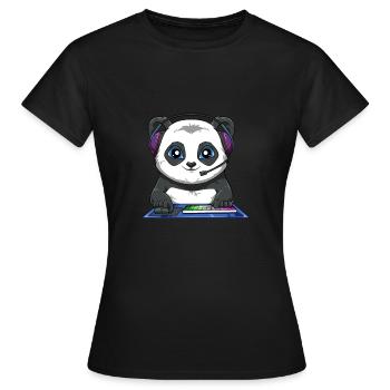Lustiger Videospiel-Panda - Computerspiel-Fuchs - Frauen T-Shirt - Schwarz - Vorne - AI Model Female 172 dark (172cm)