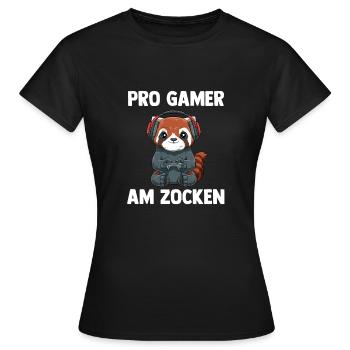 Pro Gamer Am Zocken - Computer Videospiele Gaming - Frauen T-Shirt - Schwarz - Vorne - AI Model Female 172 dark (172cm)