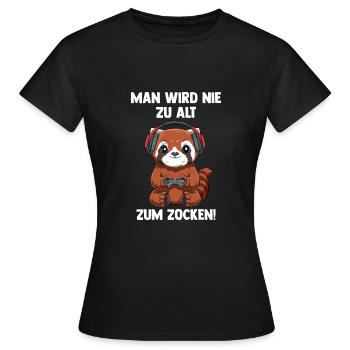 Lustiger Gaming Kleiner Panda - Computer Spiele - Frauen T-Shirt - Schwarz - Vorne - AI Model Female 172 dark (172cm)