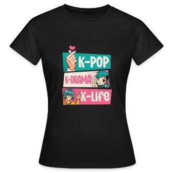 Design pop coréen pour un fan de mode K-Pop - T-shirt Femme - noir - Devant - AI Model Female 172 dark (172cm)