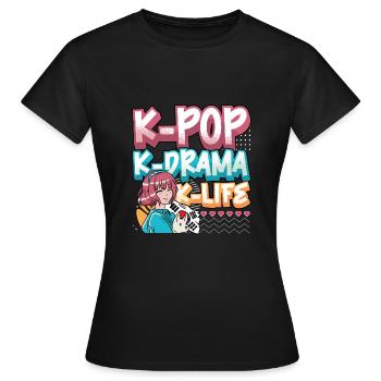 Design pop coréen pour un fan de mode K-Pop - T-shirt Femme - noir - Devant - AI Model Female 172 dark (172cm)