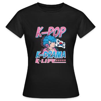 Design pop coréen pour un fan de mode K-Pop - T-shirt Femme - noir - Devant - AI Model Female 172 dark (172cm)