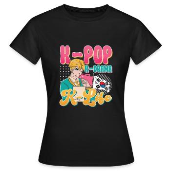 Design pop coréen pour un fan de mode K-Pop - T-shirt Femme - noir - Devant - AI Model Female 172 dark (172cm)