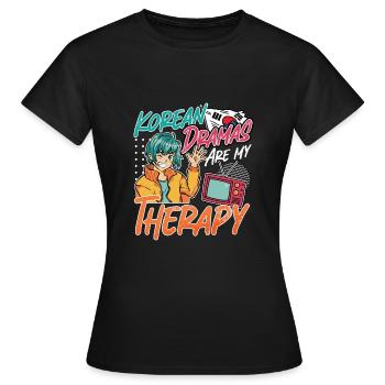 Design pop coréen pour un fan de mode K-Pop - T-shirt Femme - noir - Devant - AI Model Female 172 dark (172cm)