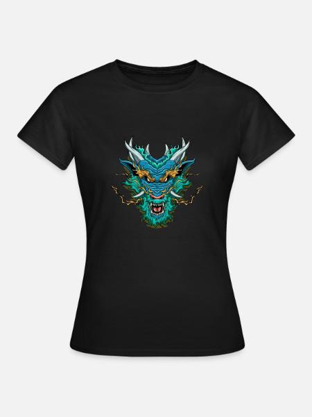 Chinesischer Drachenkopf - Fantasy-Drache - Frauen T-Shirt - Schwarz