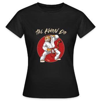 Taekwondo Tiger - Lustige TKD Koreanische - Frauen T-Shirt - Schwarz - Vorne - AI Model Female 172 dark (172cm)