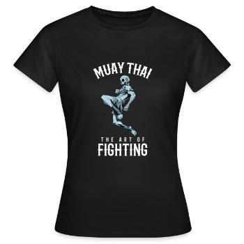 Traditioneller Muay Thai Skelettkämpfer - Thai - Frauen T-Shirt - Schwarz - Vorne - AI Model Female 172 dark (172cm)