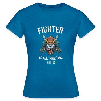 MMA Gorilla Samurai Demon - Cage Fighter Free - Frauen T-Shirt - Antikblaues Saphir meliert - Vorne - AI Model Female 172 dark (172cm)