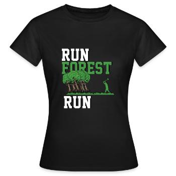 Run Forest Run - Frauen T-Shirt - Schwarz - Vorne - AI Model Female 172 dark (172cm)