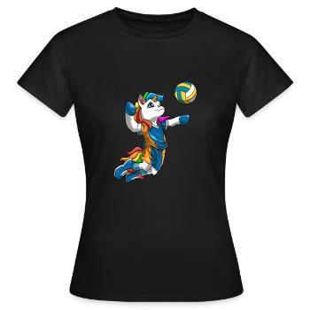 Volleyball Einhorn Jungen Mädchen - Einhorn - Frauen T-Shirt - Schwarz - Vorne - AI Model Female 172 dark (172cm)