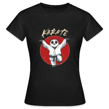 Karate Panda Crane Kick - Karate Japanische - Frauen T-Shirt - Schwarz - Vorne - AI Model Female 172 dark (172cm)