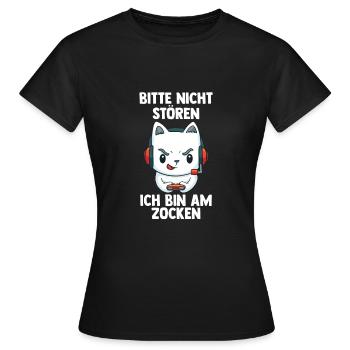 Gaming Katze - Computer Spiele Videospiele - - Frauen T-Shirt - Schwarz - Vorne - AI Model Female 172 dark (172cm)