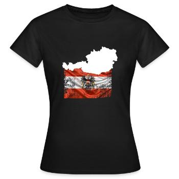 Österreich Flagge Landkarte - Frauen T-Shirt - Schwarz - Vorne - AI Model Female 172 dark (172cm)