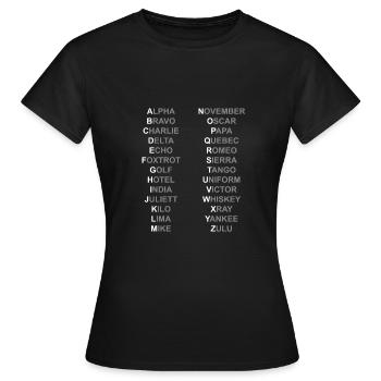 Militär Alphabet - Frauen T-Shirt - Schwarz - Vorne - AI Model Female 172 dark (172cm)