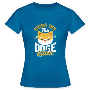 Shiba Inu The Doge Killer Cryptocurrency Trading - Frauen T-Shirt - Antikblaues Saphir meliert - Vorne - AI Model Female 172 dark (172cm)