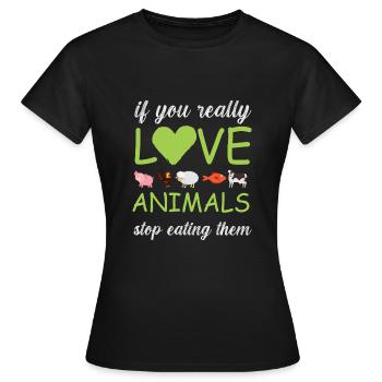 Vegan Fleischlos Tierlieb & Veganer - Frauen T-Shirt - Schwarz - Vorne - AI Model Female 172 dark (172cm)