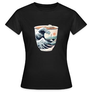 Kanagawa Wave - Reiten Sie auf den Gezeiten der - Frauen T-Shirt - Schwarz - Vorne - AI Model Female 172 dark (172cm)