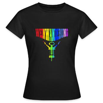 regenbogenfarben bunter Korkenzieher Weinwanderung - Frauen T-Shirt - Schwarz - Vorne - AI Model Female 172 dark (172cm)