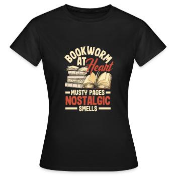 Rat de bibliothèque au cœur Pages moisies Odeurs nostalgiques - T-shirt Femme - noir - Devant - AI Model Female 172 dark (172cm)