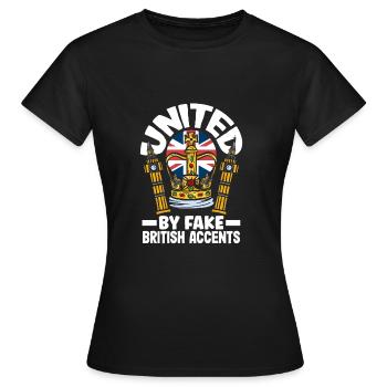 Unis par de faux accents britanniques - T-shirt Femme - noir - Devant - AI Model Female 172 dark (172cm)