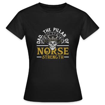 Dad the Pillar of Norse Strength Father's Day - Women's T-Shirt - black - Front - AI Model Female 172 dark (172cm)