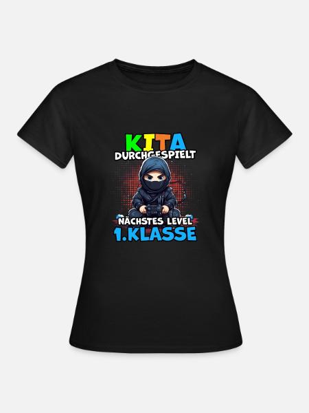Einschulung Ninja-Krieger Videogamer Schulanfang - Frauen T-Shirt - Schwarz
