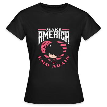 Emoticon Make America Emo Again Emocore Aesthetic - Frauen T-Shirt - Schwarz - Vorne - AI Model Female 172 dark (172cm)