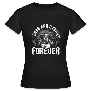 Emoticon Emo Tears and Stripes Forever Emocore - Frauen T-Shirt - Schwarz - Vorne - AI Model Female 172 dark (172cm)