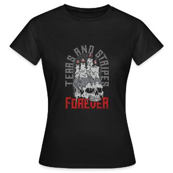 Emoticon Emo Tears and Stripes Forever Emocore - Frauen T-Shirt - Schwarz - Vorne - AI Model Female 172 dark (172cm)