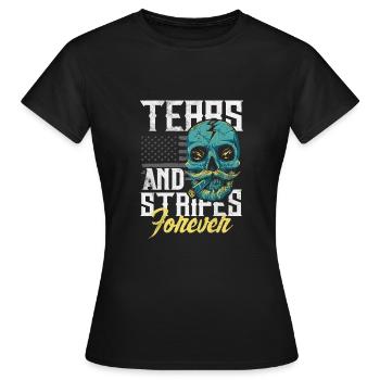Emoticon Emo Tears and Stripes Forever Emocore - Frauen T-Shirt - Schwarz - Vorne - AI Model Female 172 dark (172cm)