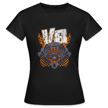 V8 Blubbern und Grinsen Achtzylinder Spruch - Frauen T-Shirt - Schwarz - Vorne - AI Model Female 172 dark (172cm)