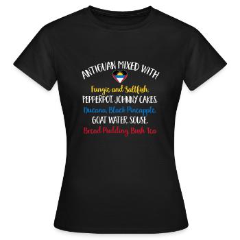 Flag of Antigua and Barbuda - Women's T-Shirt - black - Front - AI Model Female 172 dark (172cm)