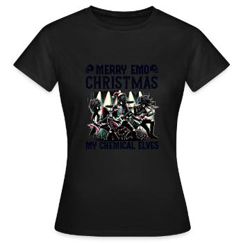Joyeux Emo Noël Mes Elfes Chimiques Emocore - T-shirt Femme - noir - Devant - AI Model Female 172 dark (172cm)