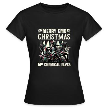 Joyeux Emo Noël Mes Elfes Chimiques Emocore - T-shirt Femme - noir - Devant - AI Model Female 172 dark (172cm)