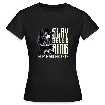 Sonnerie Slay Bells pour Emo Hearts Emocore Esthétique - T-shirt Femme - noir - Devant - AI Model Female 172 dark (172cm)