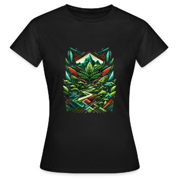 Forêt tropicale abstraite d’Ayahuasca - T-shirt Femme - noir - Devant - AI Model Female 172 dark (172cm)