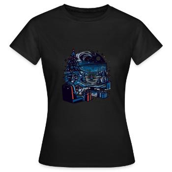 Noël LAN Party Gamer Festive Gaming Holiday - T-shirt Femme - noir - Devant - AI Model Female 172 dark (172cm)