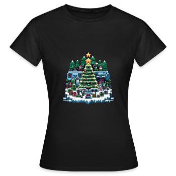 Noël LAN Party Gamer Festive Gaming Holiday - T-shirt Femme - noir - Devant - AI Model Female 172 dark (172cm)