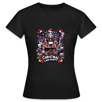 Noël LAN Party Gamer Festive Gaming Holiday - T-shirt Femme - noir - Devant - AI Model Female 172 dark (172cm)