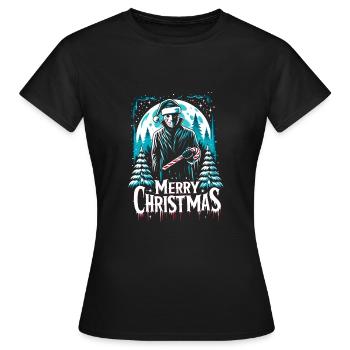 Joyeux Noël Festif Slasher Candy Cane Menace - T-shirt Femme - noir - Devant - AI Model Female 172 dark (172cm)
