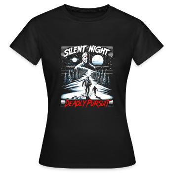 Silent Night, Deadly Pursuit - Winter Horror Chase - Frauen T-Shirt - Schwarz - Vorne - AI Model Female 172 dark (172cm)